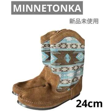 새상품 MINNETONKA 여성용 부츠 터콰이즈 24cm 카멜