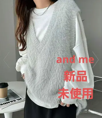 [ 미사용 새상품 ] V넥 기모 페더 베스트 그레이