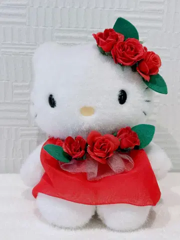 헬로키티 플라워 가든 시리즈 장미 봉제 인형 S 레어
