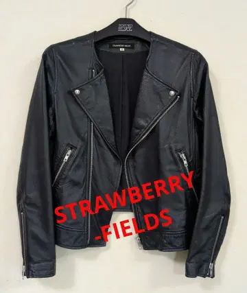 STRAWBERRY FIELDS 블랙 가죽 (양가죽) 라이더 자켓