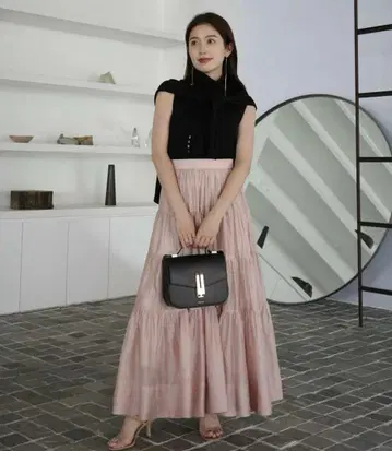 아뉴앙스 anuans 텐셀 리치 오간자 캉캉 스커트 S