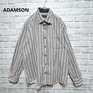 [ ADAMSON ] 긴팔 셔츠 남성용 스트라이프 L 캐주얼 코튼 100