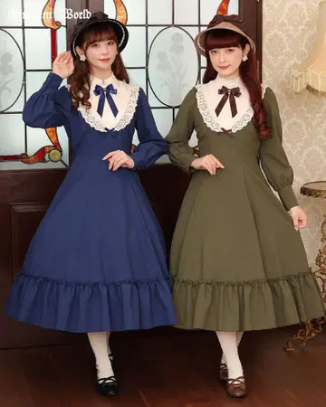 플레어 칼라 원피스 블루 M 사이즈