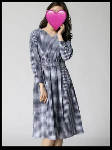 택 포함 새상품 Te chichi 테치치 깅엄 체크 V넥 원피스
