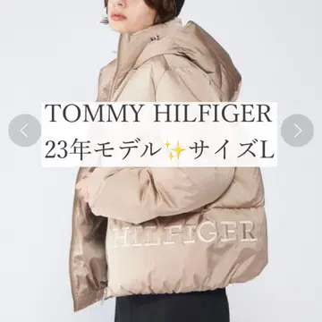 새상품급*23 모델 TommyHilfiger 새틴 다운 자켓 자수 로고