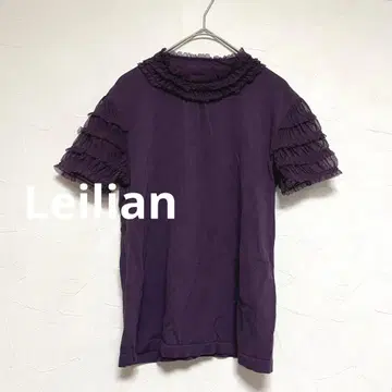 레리안 Leilian 레이스 프릴 반팔 상의 퍼플 S