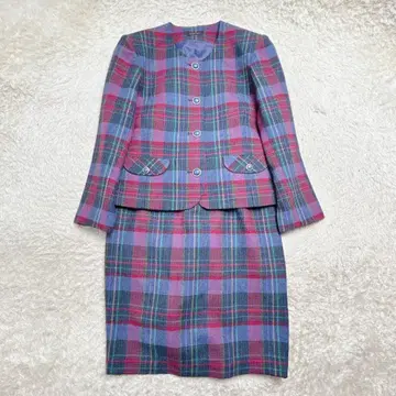 쇼와 레트로 트위드 셋업 스커트 수트 vintage 체크 13