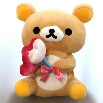 레어 하트 풍선을 안은 리락쿠마 봉제 인형 미사용 새상품
