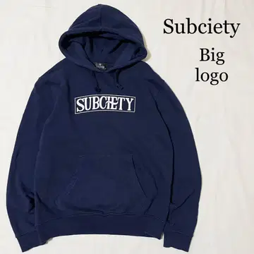 Subciety 빅 로고 맨투맨 풀오버 후드티 네이비