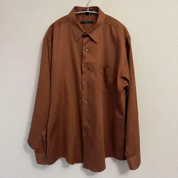 GEOFFREY BEENE 오렌지 새틴 셔츠 XL 17 34/35
