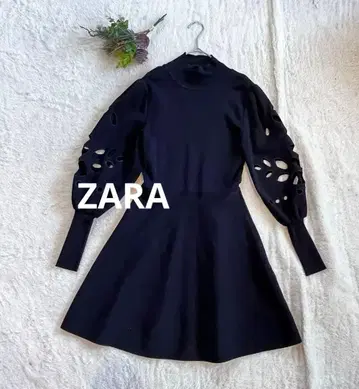 자라 ZARA 새상품급 니트 드레스 원피스 하이넥 컷워크 레이스