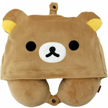 리락쿠마 후드 부착 넥 필로우