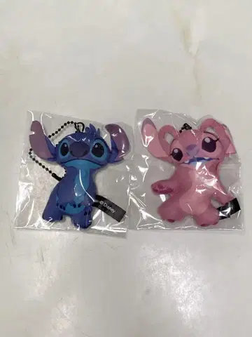 릴로 & 스티치 스티치와 엔젤 키링 스트랩 2개 세트