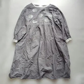Samansa Mos2 꽃무늬 자수 롱 원피스 F 그레이 튜닉