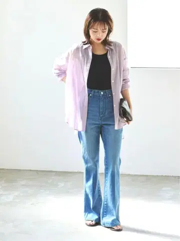 Noble 실키 코튼 뉘앙스 컬러 셔츠 퍼플