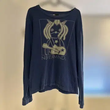 90s PPFM NEVERMIND 롱 티셔츠 네이비
