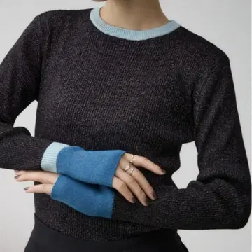 AZUL BY MOUSSY 글리터 리브 긴팔 상의