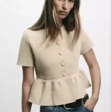 ZARA 페플럼 숏 슬리브 니트 자켓