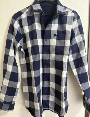 LACOSTE 네이비 체크 무늬 셔츠 US S/M