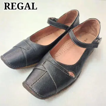 [ REGAL 리걸 ] 스트랩 플랫슈즈 가죽 블랙 23cm