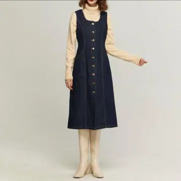 Tnewties [ 식빵 테두리 제거 ] 데님 롱 원피스 S 사이즈