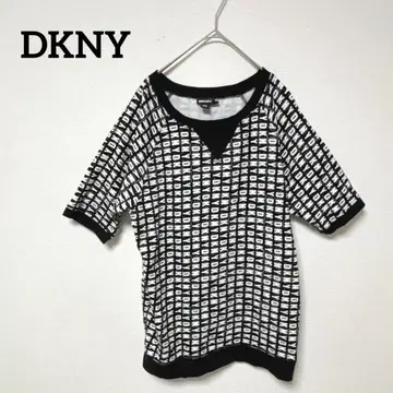 DKNY 반팔 티셔츠 상의 화이트 블랙 S 캐주얼