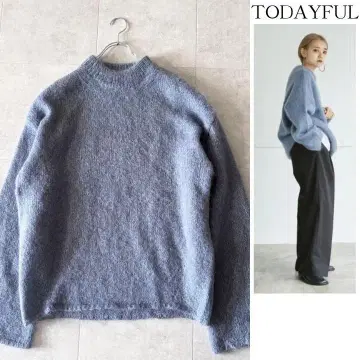 컨디션 최상 3만 투데이풀 키드모헤어 니트 프리 블루 오버 사이즈