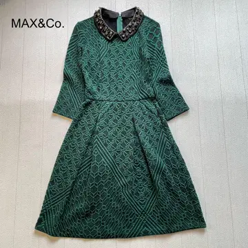 MAX&Co. 자카드 A라인 원피스 비쥬 그린 M