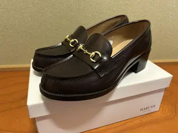 HARUTA 브라운 비트 로퍼 힐 브라운 24