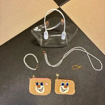 페이 라오 테디 파우치 2점 클리어 백 스트랩 세트