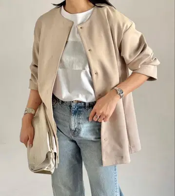 엠마 테일러 베이지 노카라 자켓 베이지