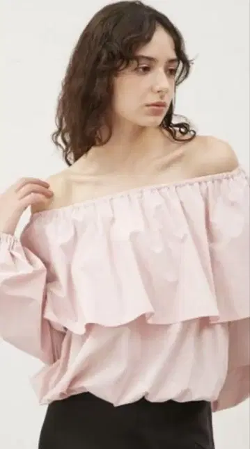Mila Owen 핑크 프릴 오프숄더 M