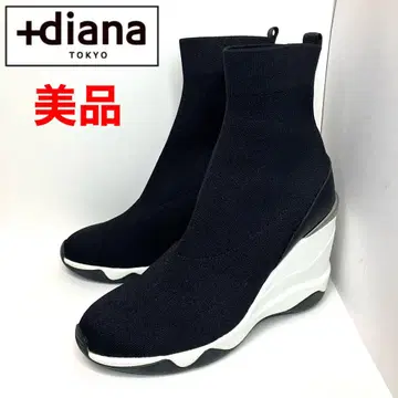 +diana 하이 웨지 스트레치 니트 숏부츠 스니커즈 블랙