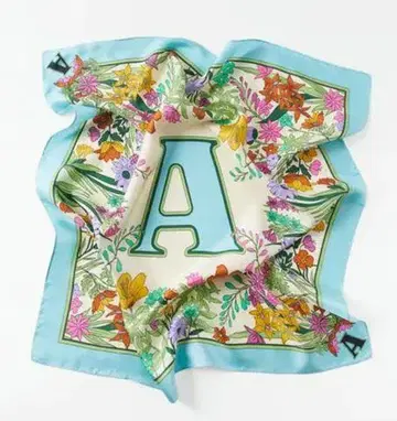 ZARA ALPHABET COLLECTION 실크 100% 스카프 꽃무늬