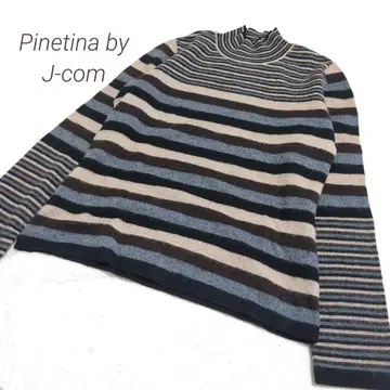 Pinetina by J-com 보더 캐시미어 100% 하이넥 니트