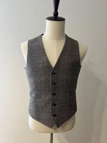 라르디니 LARDINI 울 나일론 체크 베스트 남성용