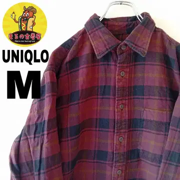 USA 구제 의류 UNIQLO 플란넬 셔츠 M 브라운 블랙 체크