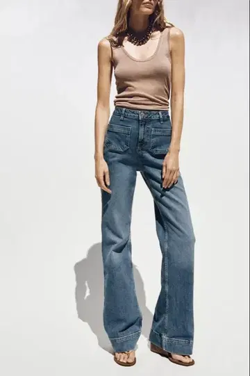 Zara Z1975 하이웨스트 패치 포켓 청바지
