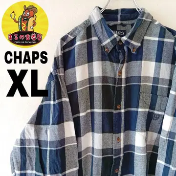 USA 구제 의류 CHAPS 플란넬 셔츠 XL 네이비 화이트 체크