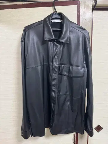 ZARA 블랙 인조 가죽 셔츠 자켓 L