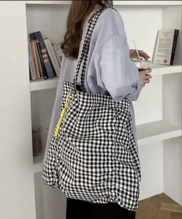 DISCOAT 디스코트 깅엄 체크 토트백