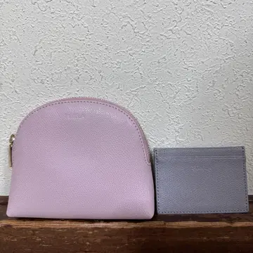 FURLA 핑크 가죽 파우치와 카드 케이스 세트