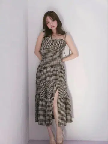 ANDMARY Audrey check dress Beige