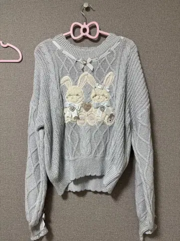 LIZLISA 토끼 니트 스카이블루