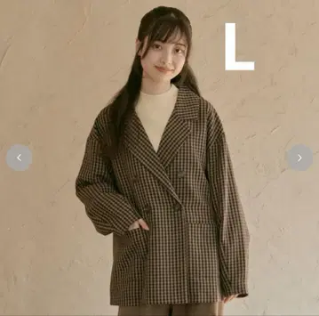 시마무라 choco 체크 무늬 더블 브레스트 자켓 브라운