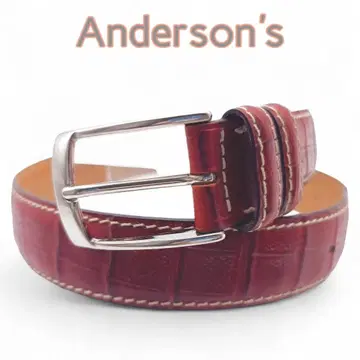 앤더슨스 남성용 벨트 천연 가죽 악어 무늬 브라운 새상품급