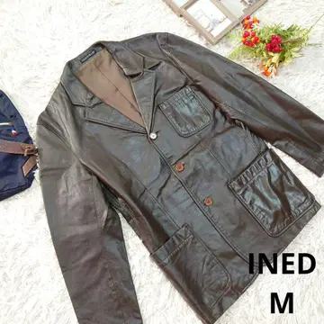 [ INED ] 소가죽 100% 가죽 자켓 ( M 상당 ) 브라운/빈티지