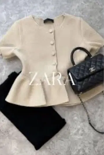 ZARA 페플럼 숏 슬리브 니트 자켓