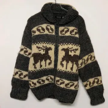 레트로 구제 의류 HARTFORD 루돌프 무늬 카우친 니트 자켓