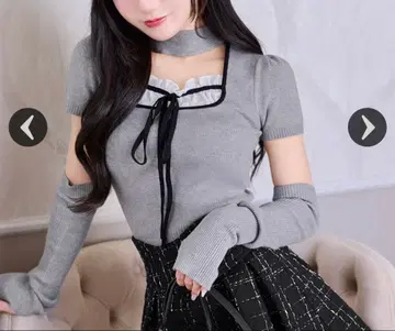 미셸 마카롱 초커 니트탑 그레이 프리 사이즈